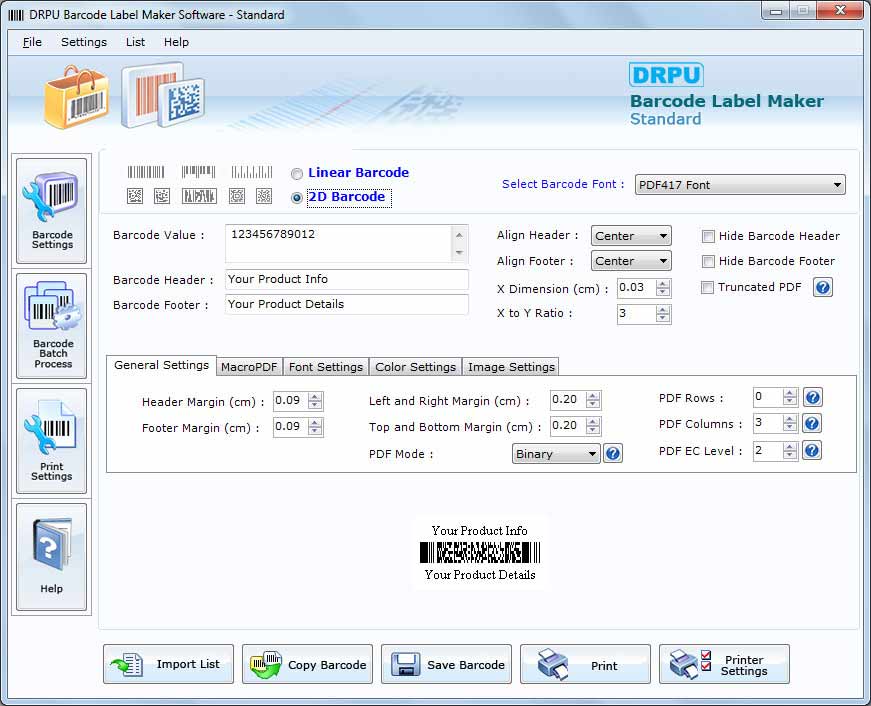 Barcode Settings