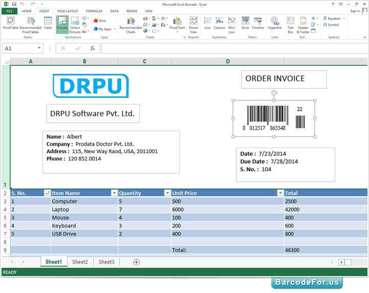 Use Exported Barcode on Excel File