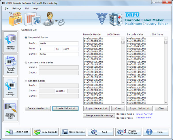 Healthcare Industry Barcode Label Maker Software - Software Screenshot