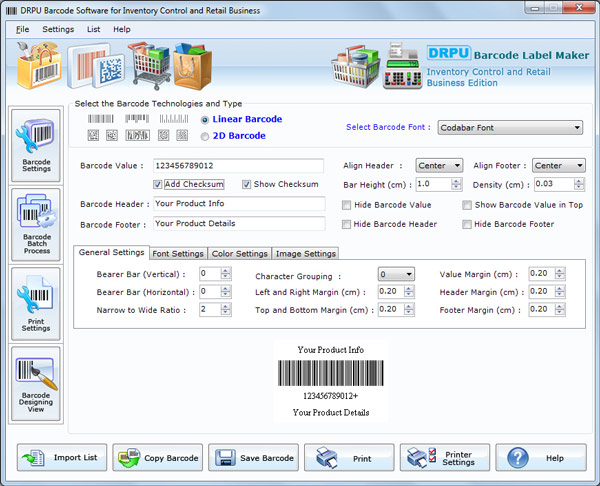 Inventory Control and Retail Business Barcode Label Maker Software - Software Screenshot