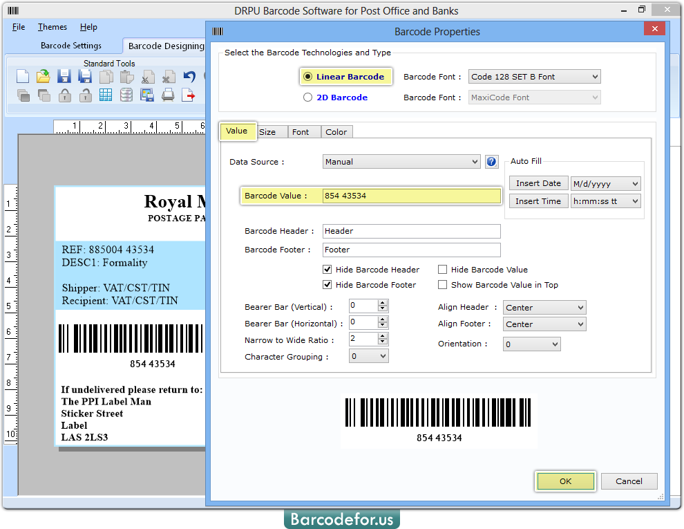 Screenshots of Barcode Generator for Post Office to learn how to make