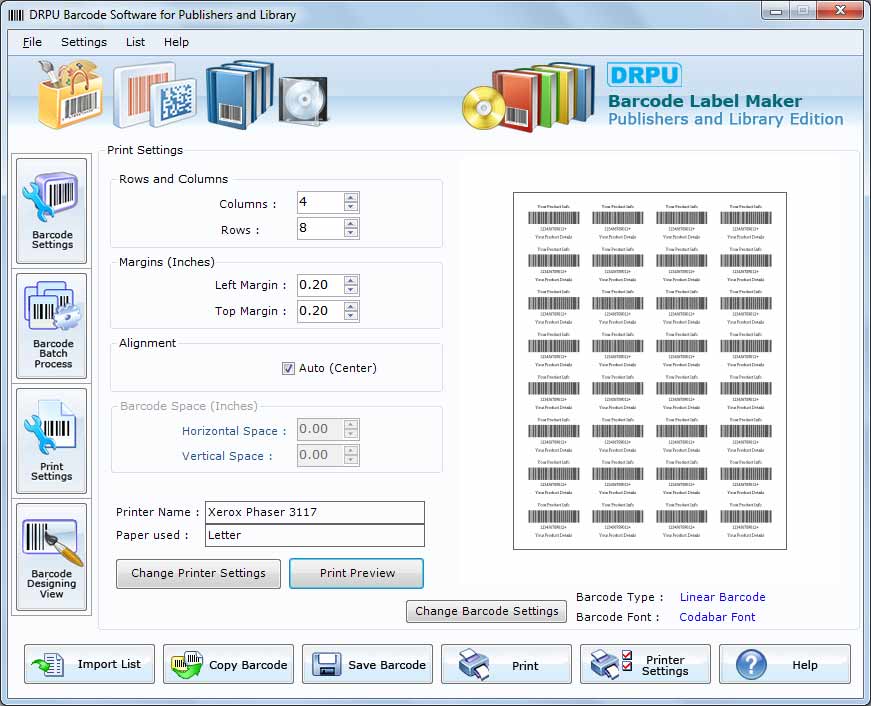 Publisher and Library Barcode Label Creator Software - Software Screenshot