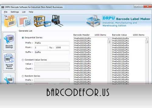Screenshot of Production Barcode Generator