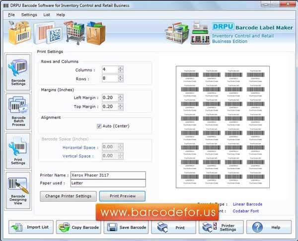 Screenshot of Inventory Barcode Label Generator