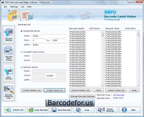 Screenshot of Barcodes Generator
