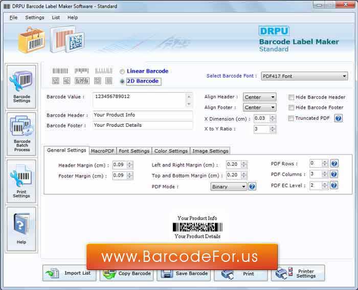 Screenshot of Barcode Image Generator