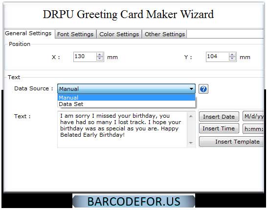 Screenshot of Greeting Card Designs