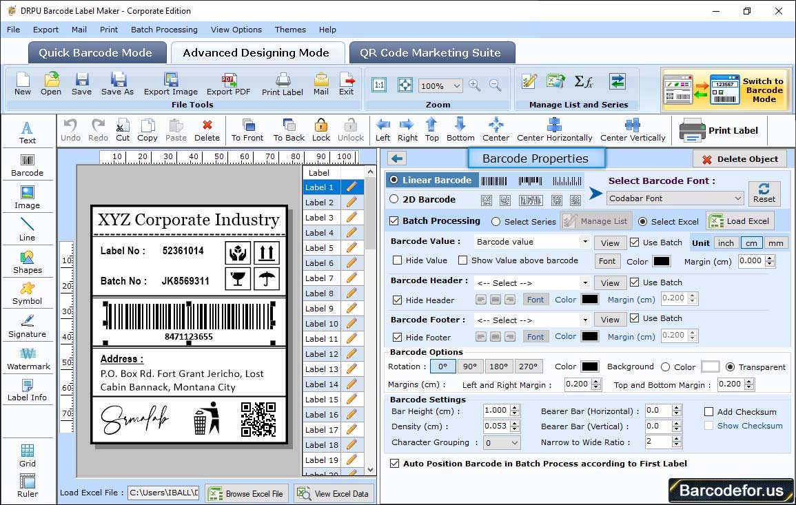 Barcode properties