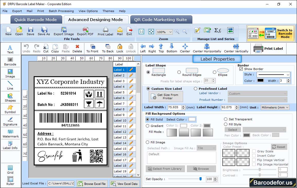 Barcode Designing View