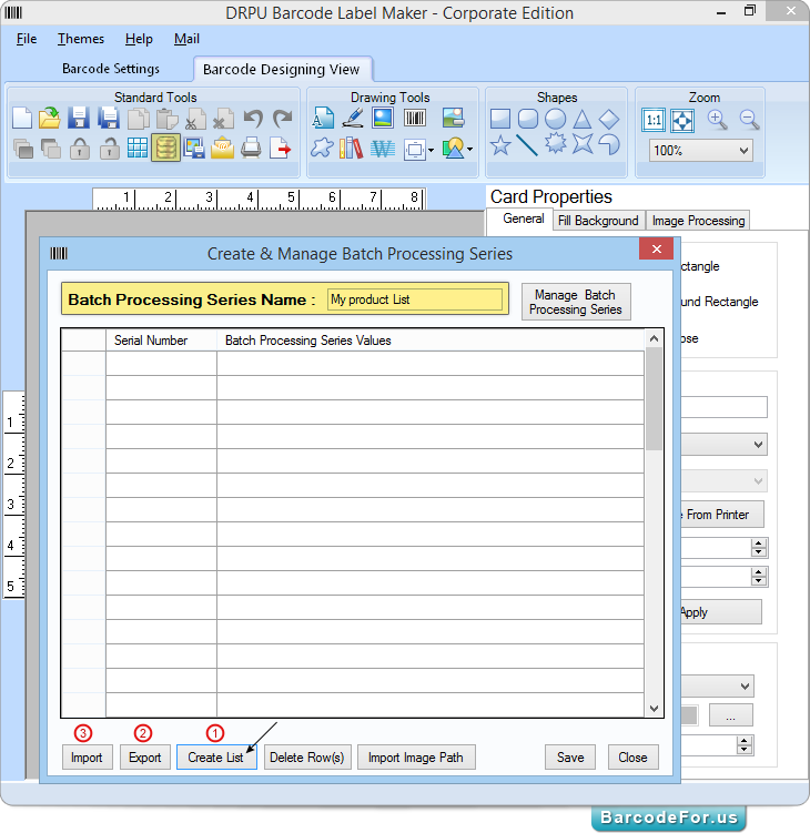 Batch Processing - Barcode Designing View Method