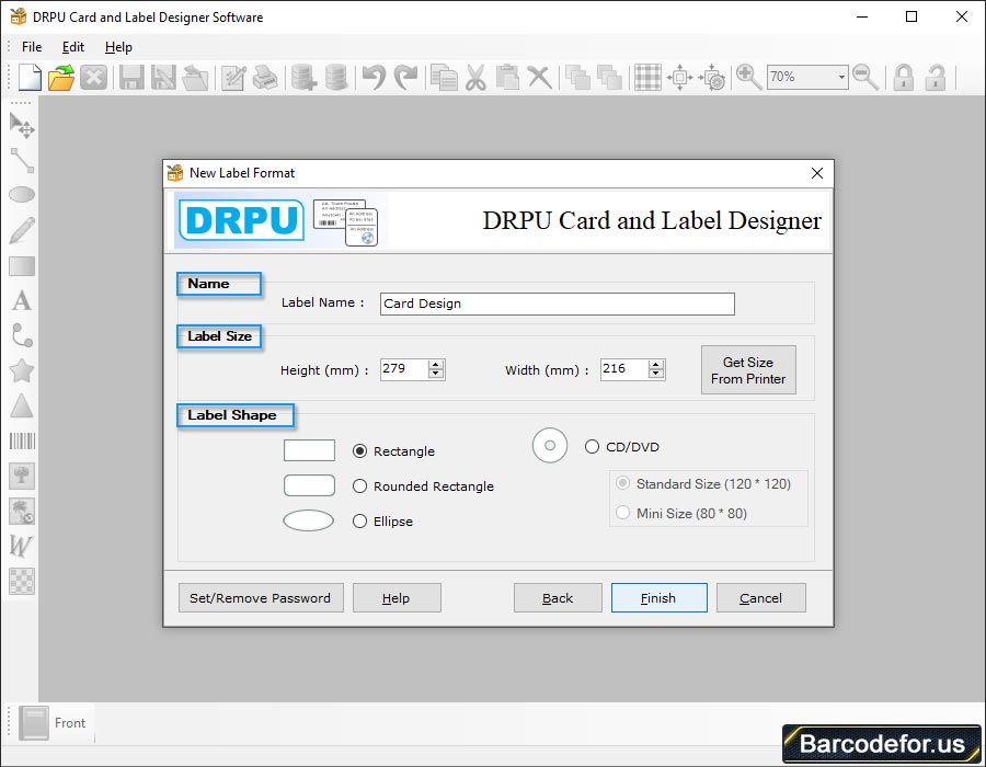 Specify Label Shape and Size