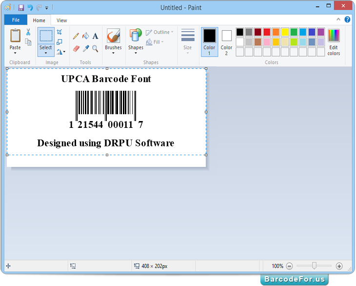 Paste barcode on MS-Paint