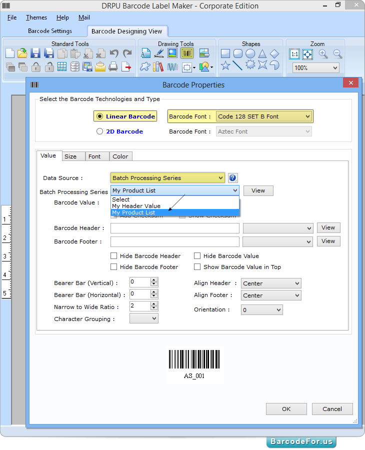 Barcode Properties - Design Barcode