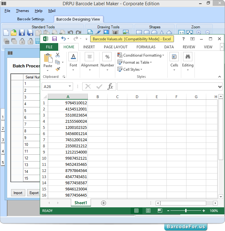 Exported list in Excel sheet