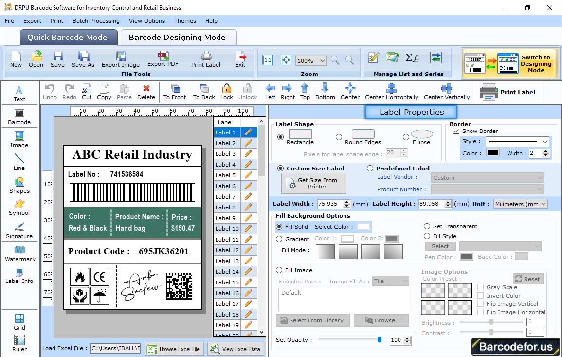 Barcode Generator for Inventory Control