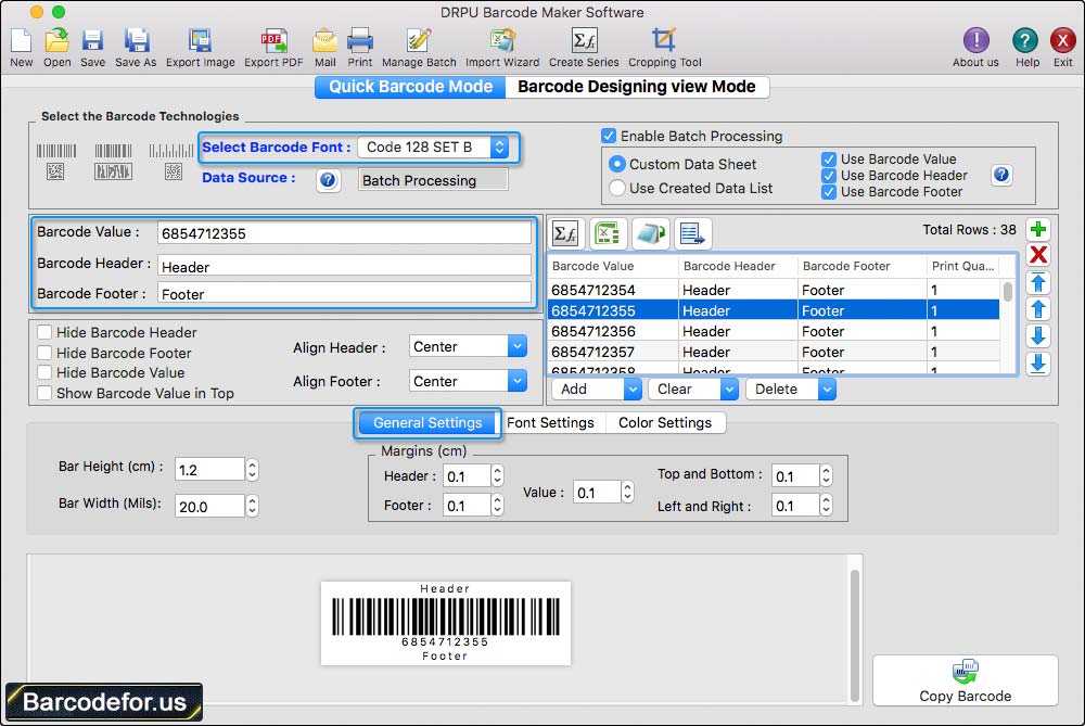 Create Barcode Label