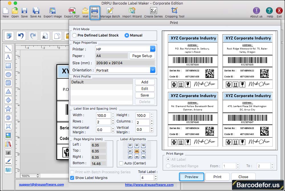 Print barcode label