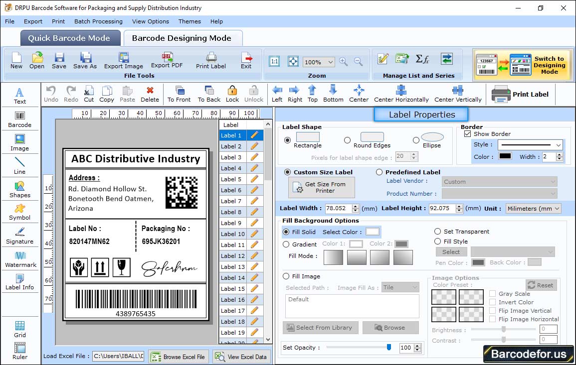 Barcode Generator for Packaging Supply