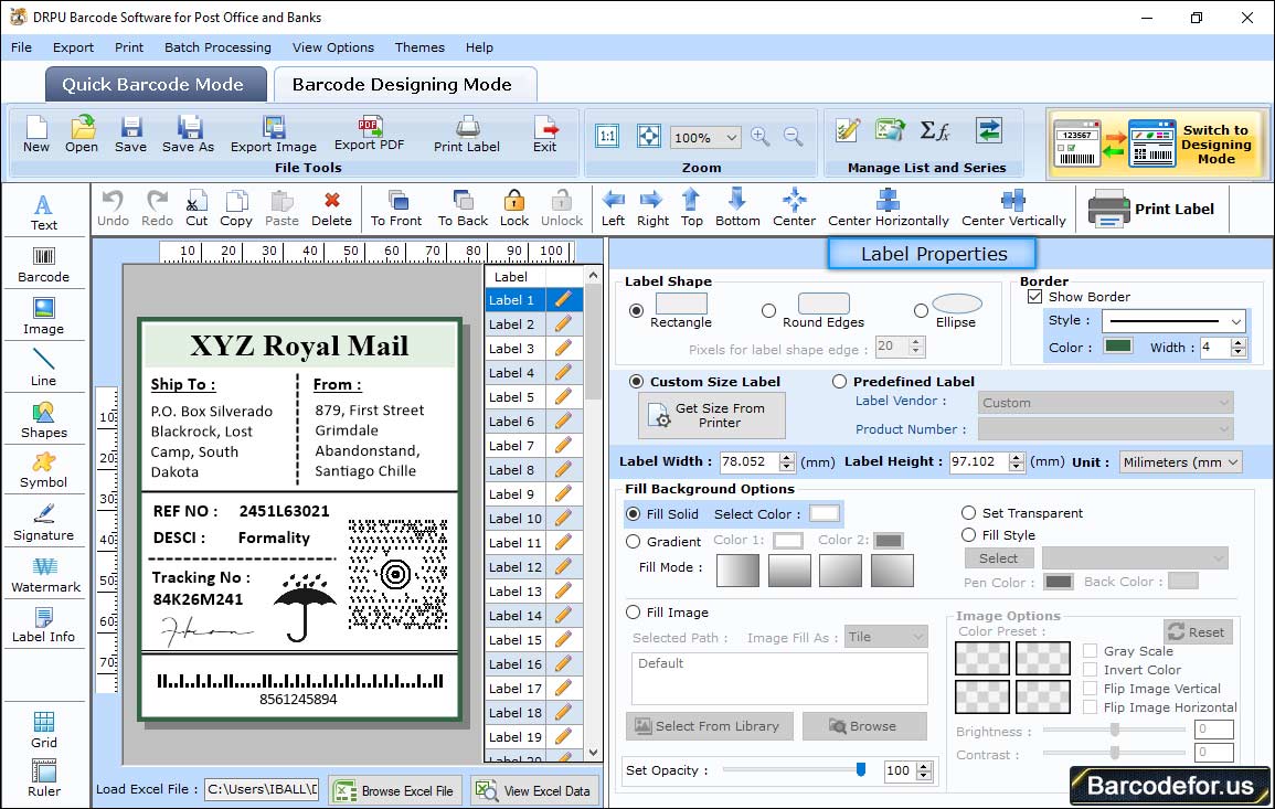 Barcode Generator for Post Office