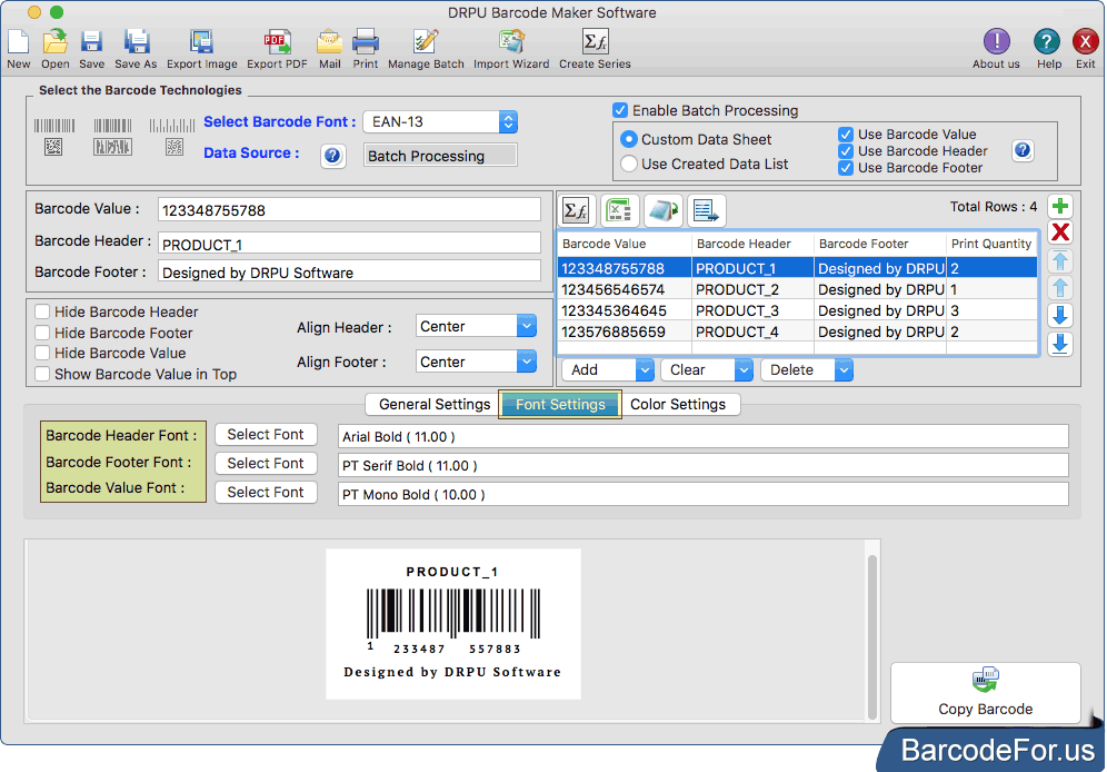 Watch screenshots of barcode generator for Mac - BarcodeFor.us