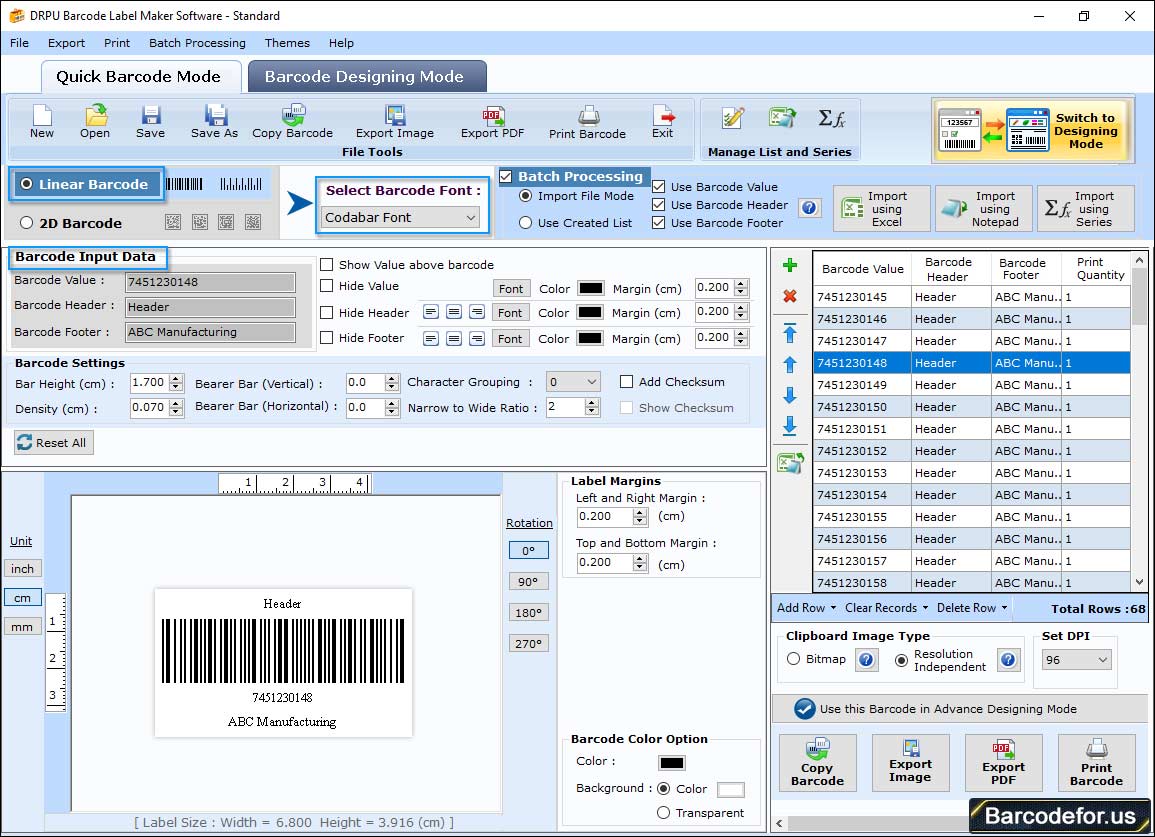 Barcode Generator – Standard Edition