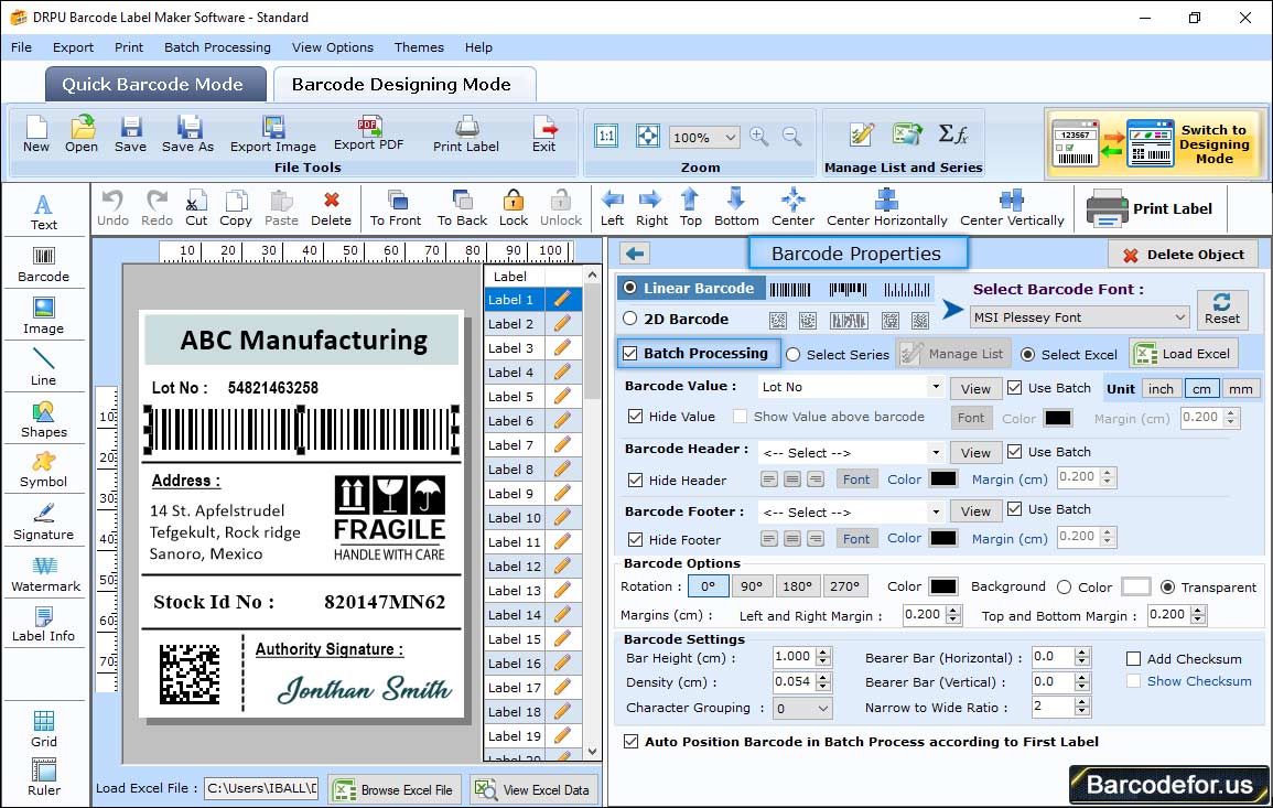 Barcode Properties